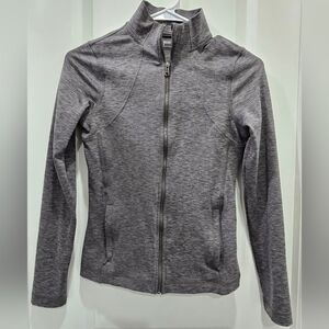 Gilly Hicks Active Recharge Zip-Up Jacket Heathered Gray Sz S